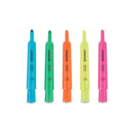 Universal Products Universal Desk Highlighters, Chisel Tip, Assorted Colors, Dozen UNV08867